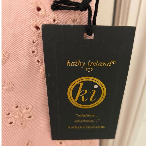 KATHY IRELAND NWT Gabrielle Petal Pink  Cotton Eyelet Trench Coat Size Large - Picture 11 of 16